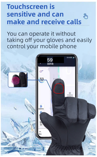 Winter 3 Level Intelligent Heated Gloves with Touchscreen Fingertip - Waterproof Thermal Gloves for Skiing & Outdoor Sports, 360° All-Finger + Hand's Back Large Heating Coverage (Battery Operated)