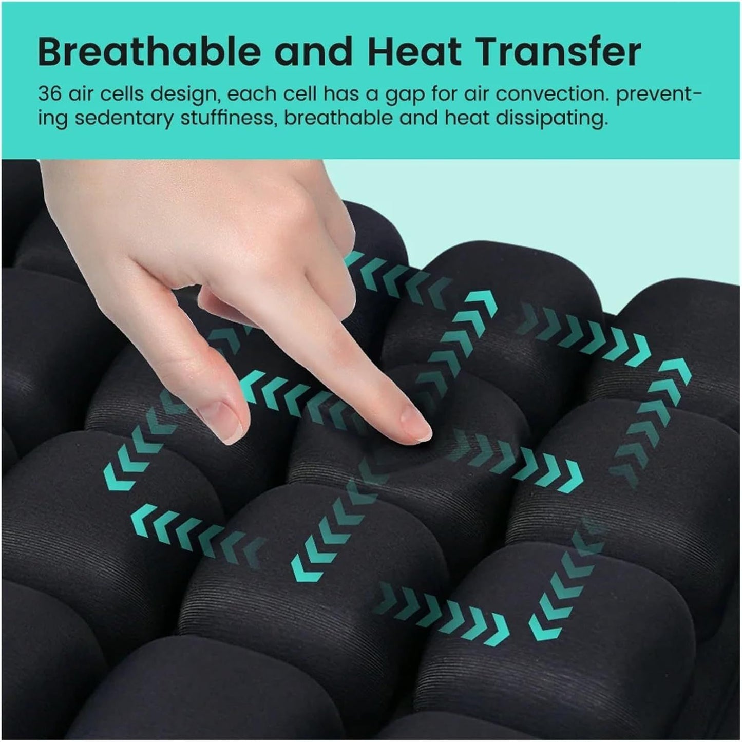 Tie-dye Blue and White Portable 3D Aircell Travel Inflatable Seat Cushion with Built-in Pump – 36 Airbags Ergonomic Pressure Relief Pad with Lycra Cover & Non-Slip Base for Office Car Flight Long Sitting