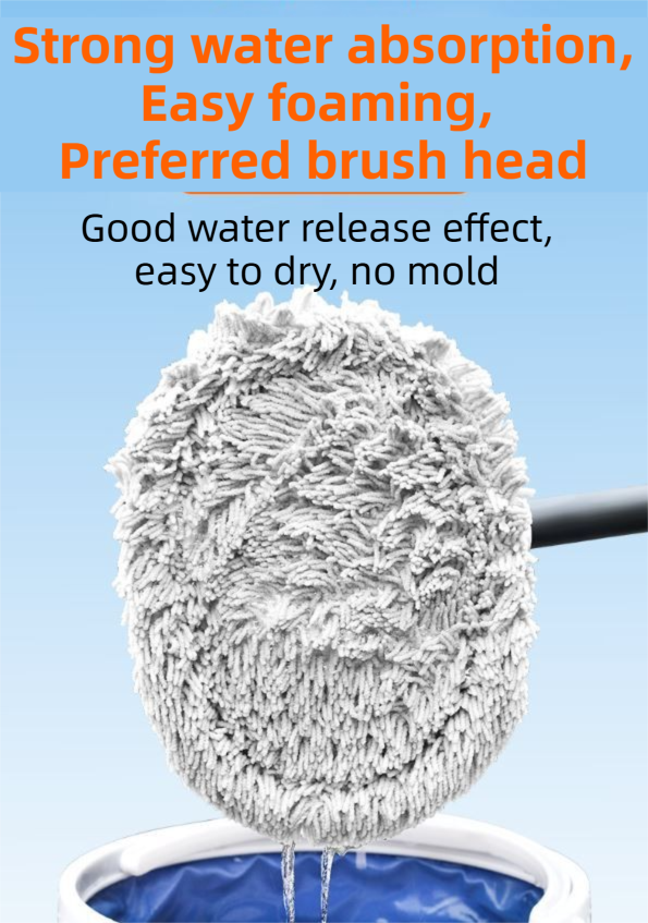 Professional Telescopic(55-120cm) Car Microfiber Wash Mop - 90° Rotating Detachable Brush Head, 15° Ergonomic Curved Rod & Handle - Durable Aluminum Alloy Chenille Brush for Car, Home and Window Cleaning