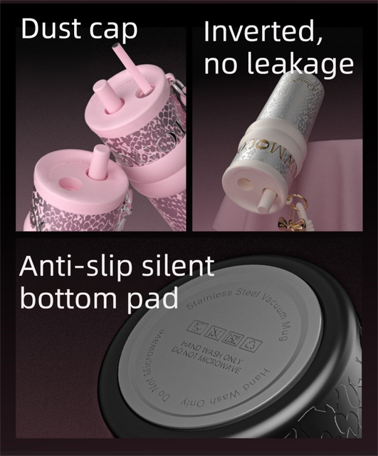 710ML Pink Luxury Gradient Textured Aurora Starry Night Insulated Travel Mug (Bow Pendant Gift Box) – 316 Stainless Steel Car Coffee Tumbler with Pop-Up Straw Dual Lid, Sinking Tea Infuser Ball and Cup Sleeve
