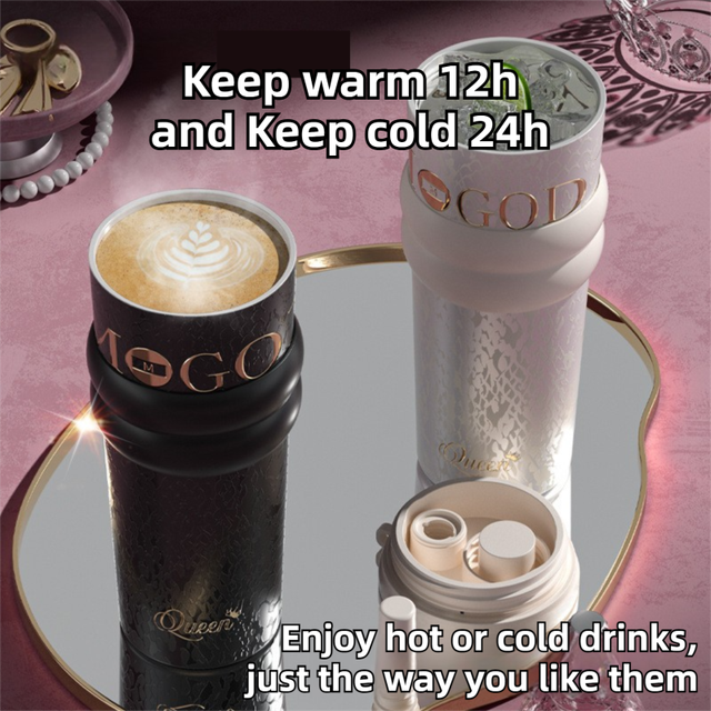 710ML Silver Luxury Gradient Textured Aurora Starry Night Insulated Travel Mug (Bow Pendant Gift Box) – 316 Stainless Steel Car Coffee Tumbler with Pop-Up Straw Dual Lid, Sinking Tea Infuser Ball and Cup Sleeve