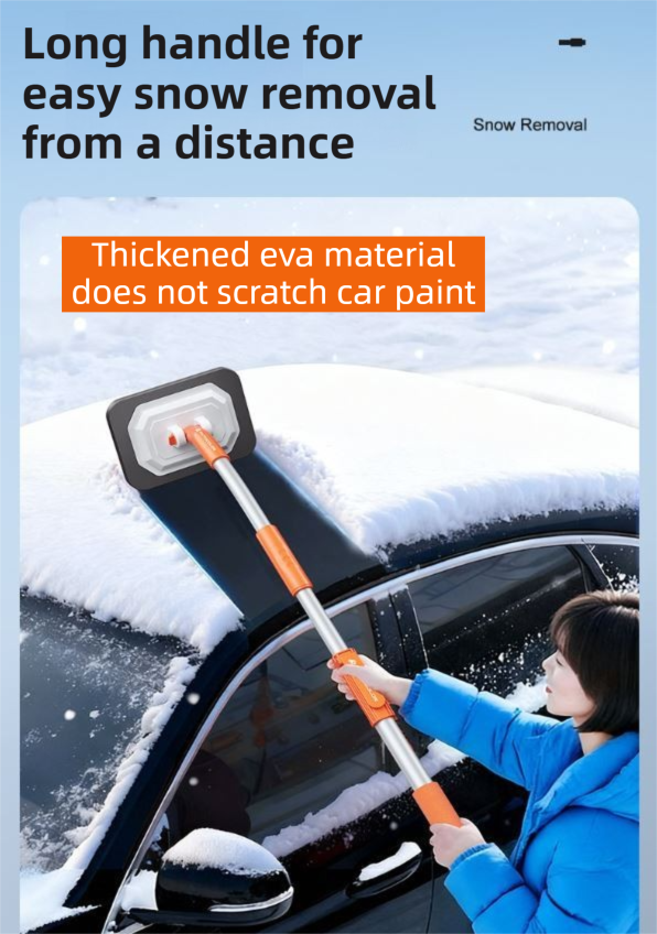 Orange 21° Curved Car Wash Mop and Snow Scraper with 180°Rotating Detachable Pole & 2 x Extra Large Microfiber Brush Cover – 3 Section Telescopic (58–118 CM) Aluminum Alloy Cleaning Brush for Vehicle and Home Care