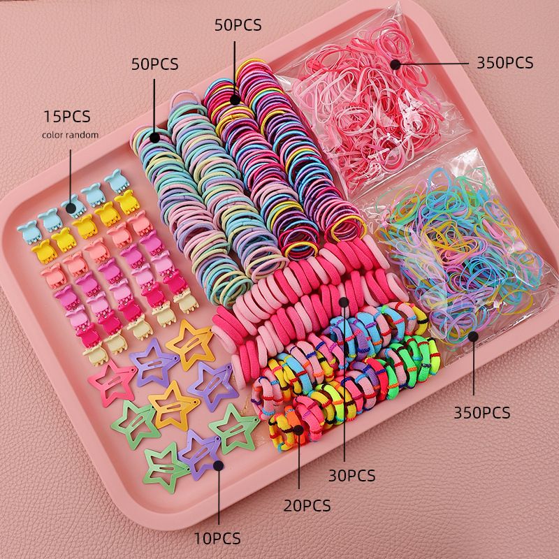875-Piece Cute Hair Accessories Gift Set with Elastic Rubber Bands & Hair Clips Organizer Box - Perfect Gift for Girls