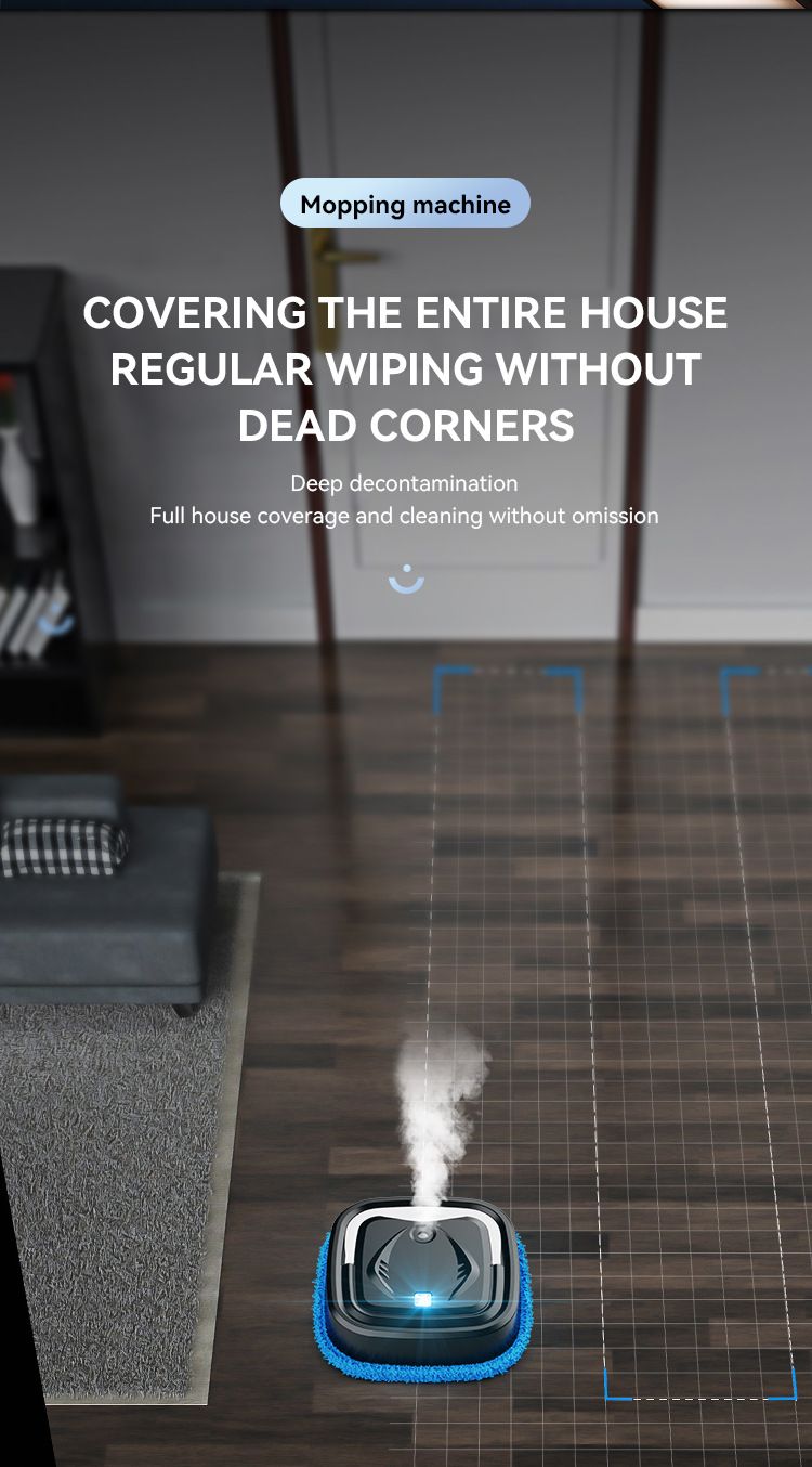 White P6 Smart Robotic Mop and Floor Cleaner for Full Home Cleansing – High Power, Wet & Dry Dual Use, Obstacle Sensing, Spray Humidifier, 2.5H USB Rechargeable Long Battery Life and 8cm Low-Profile Body, Large 25X 25CM Advanced Mopping Pad (EOFY Promotio