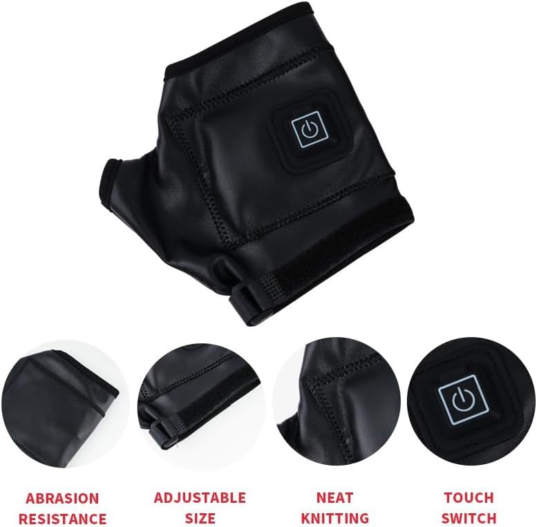1 Pairs Wireless Electric 3 Levels Heated Fingerless Gloves  with Windproof Waterproof PU Leather, USB-C Rechargeable Outdoor Activities Hand Warmer for Men Women Riding Home Office