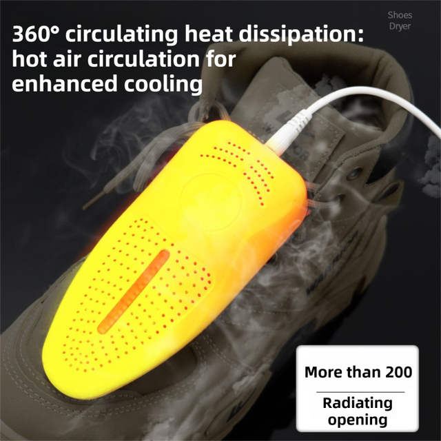 1 Pairs Light Grey Portable USB Shoe Dryer – Intelligent Constant Temp Boot Warmer Built-In Violet Light for Deodorising & 360° All-Round Cyclic Thermal Drying