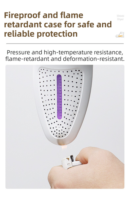 1 Pairs Light Grey Portable USB Shoe Dryer – Intelligent Constant Temp Boot Warmer Built-In Violet Light for Deodorising & 360° All-Round Cyclic Thermal Drying