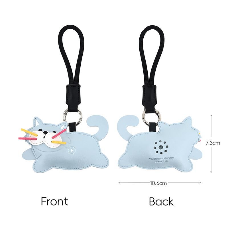 Blue Cat Squeeze Meow Sounding Keychain Pendant – Eco-Friendly Leather Cat and Dog Bag Charm for Stress Relief, Backpack Decor, and Gift Giving