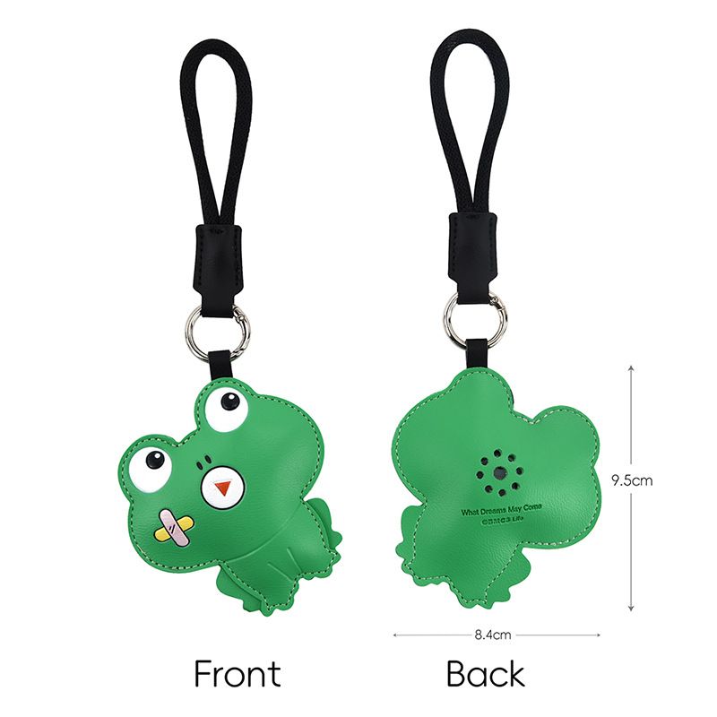 Green Frog Squeeze Meow Sounding Keychain Pendant – Eco-Friendly Leather Cat and Dog Bag Charm for Stress Relief, Backpack Decor and Gift Giving