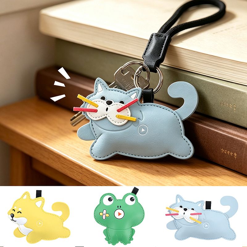 Green Frog Squeeze Meow Sounding Keychain Pendant – Eco-Friendly Leather Cat and Dog Bag Charm for Stress Relief, Backpack Decor and Gift Giving