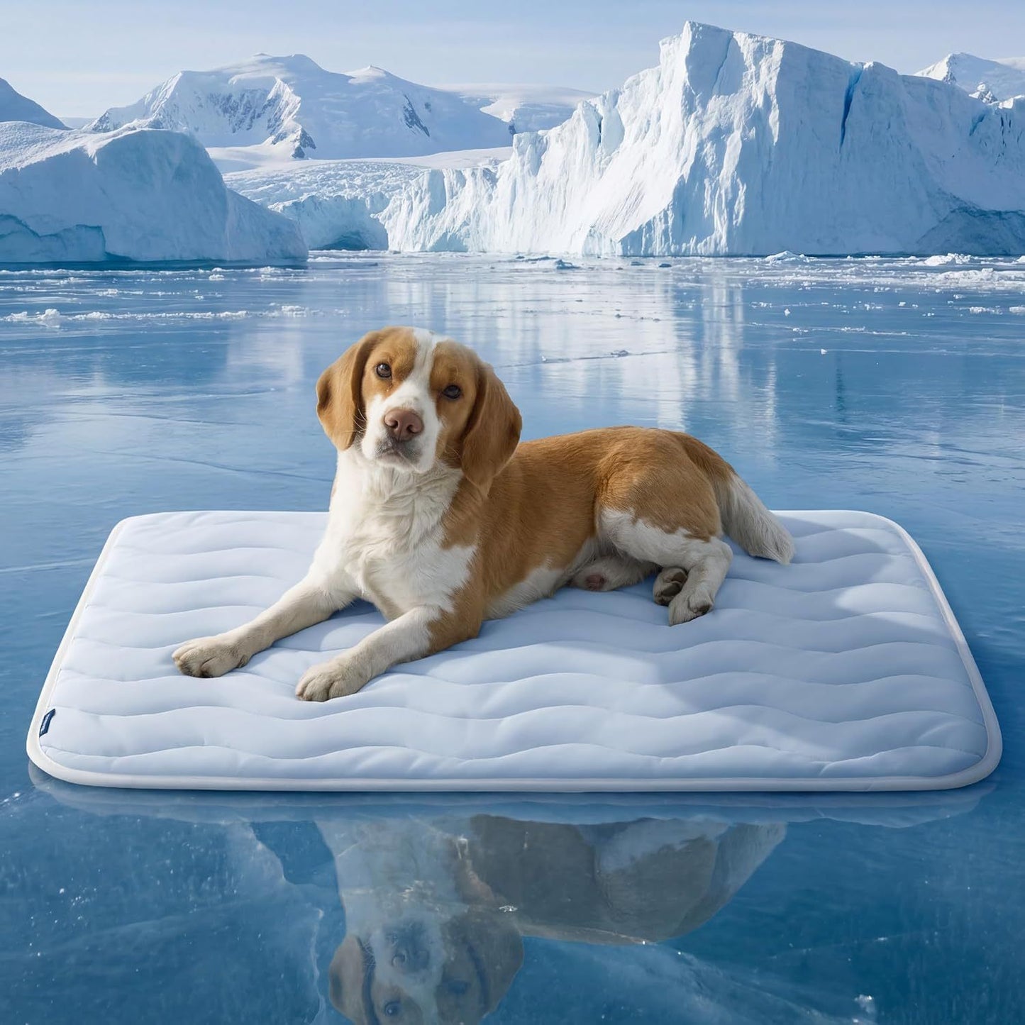 122 x 71 CM Blue Premium Wave Quiltied Pet Cooling Mat - Washable Self-Cooling Blanket with Anti-Stick Hair Surface & Non-Slip Base for Cats Dogs and Human Versatile Use