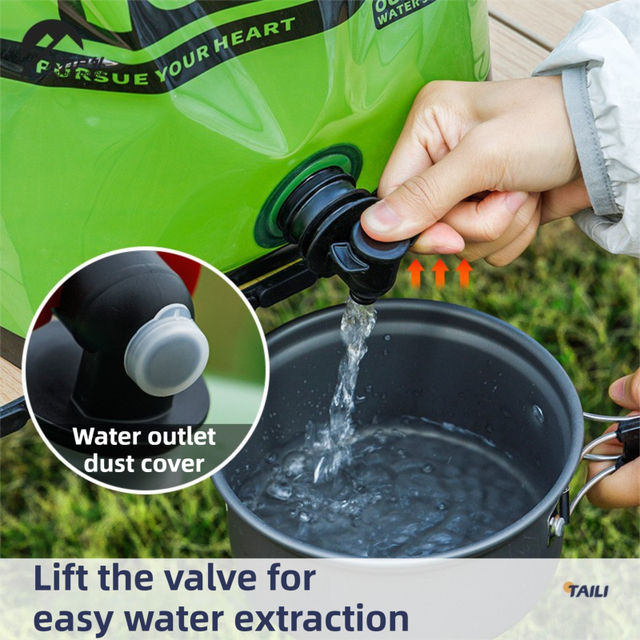 10L Green Outdoor Collapsible Water Storage Bag with Tap & Handle - Portable Camping Water Container for Hiking Picnic Travel and Emergency Water Storage