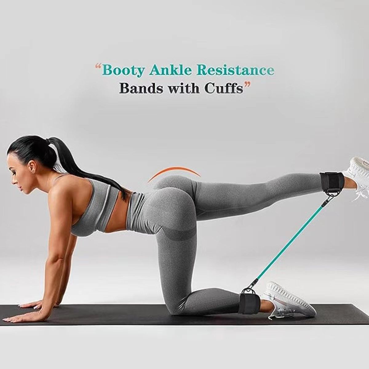 Black 120LBS Total Ankle Resistance Bands Training Set with Cuffs and Carry Bag - Adjustable Leg and Glute Workout Trainer for Yoga Fitness Speed Agility Strength Training 9 Piece Kit