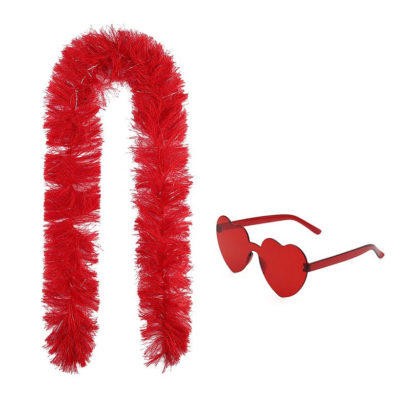 6PCS Festival Party Costume Accessories Set : Heart Shaped Sunglasses and 1.5M Feather Boas - Pink & Rose Red & Red Carnival Dress Up Kit, Colour Coordinated Fun Props for Events Celebrations and Photo Booths