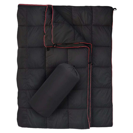 200x140cm Black Large Outdoor Camping Down Cotton Wearable Warmth Blanket, Quilted Poncho Shawl Throw with Storage Bag, Lightweight Warm Camping Quilt for Camping Travel Home Use