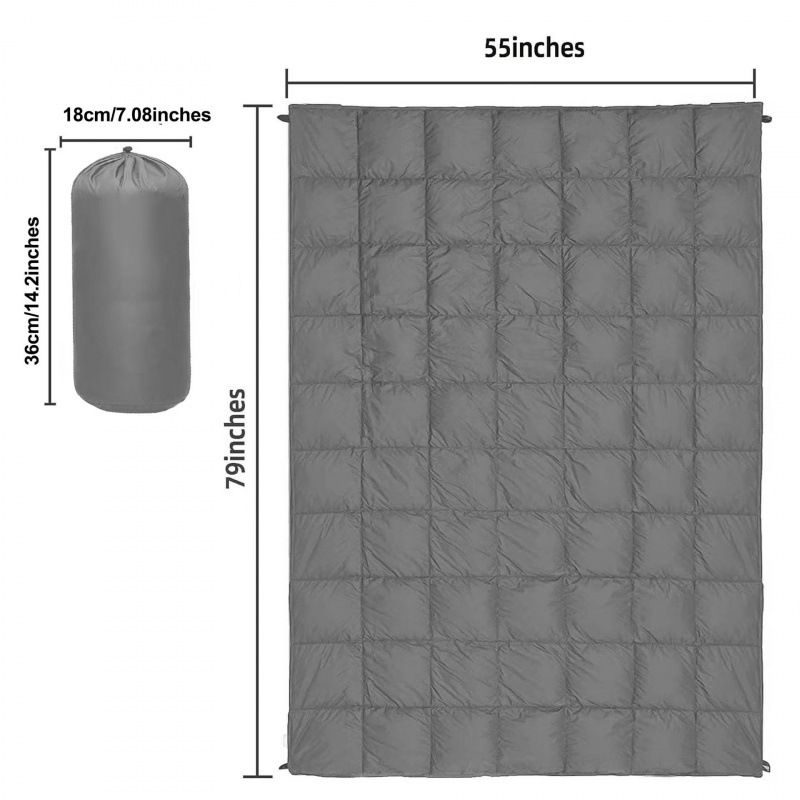 200x140cm Grey Large Outdoor Camping Down Cotton Wearable Warmth Blanket, Quilted Poncho Shawl Throw with Storage Bag, Lightweight Warm Camping Quilt for Camping Travel Home Use