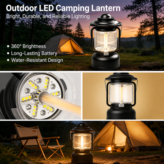 2PCS Red Vintage LED Outdoor Camping Lantern with Warm Ambient Light - 7 Lighting Modes, 24H Long Runtime, USB-C Rechargeable, Stepless Dimming and Hanging Tent Light