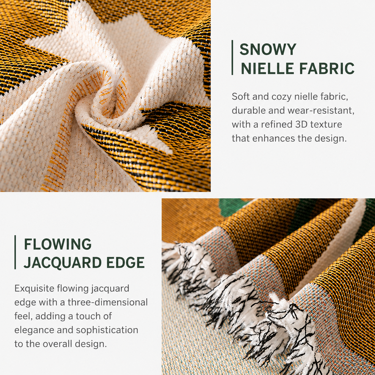 180 x 130 CM Christmas Jacquard Chenille Sofa Cover Throw Blanket with Tassel Fringe (Style 1), Elegant Festive Couch Protector Slipcover for Holiday Home Decor and Multi-Purpose Use