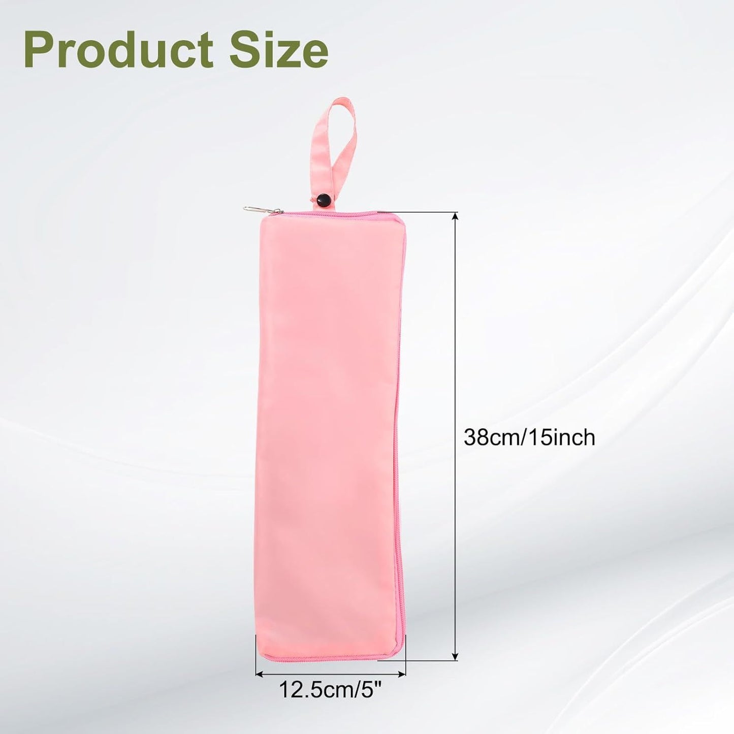 2-Pack Foldable Waterproof Umbrella Storage Sleeve with Zippers, Carry Handle and Absorbent Microfiber Lining - Reusable Hanging Umbrella Pouch for Home Office School Travel and Car Use, Beige 15 x 5 inch