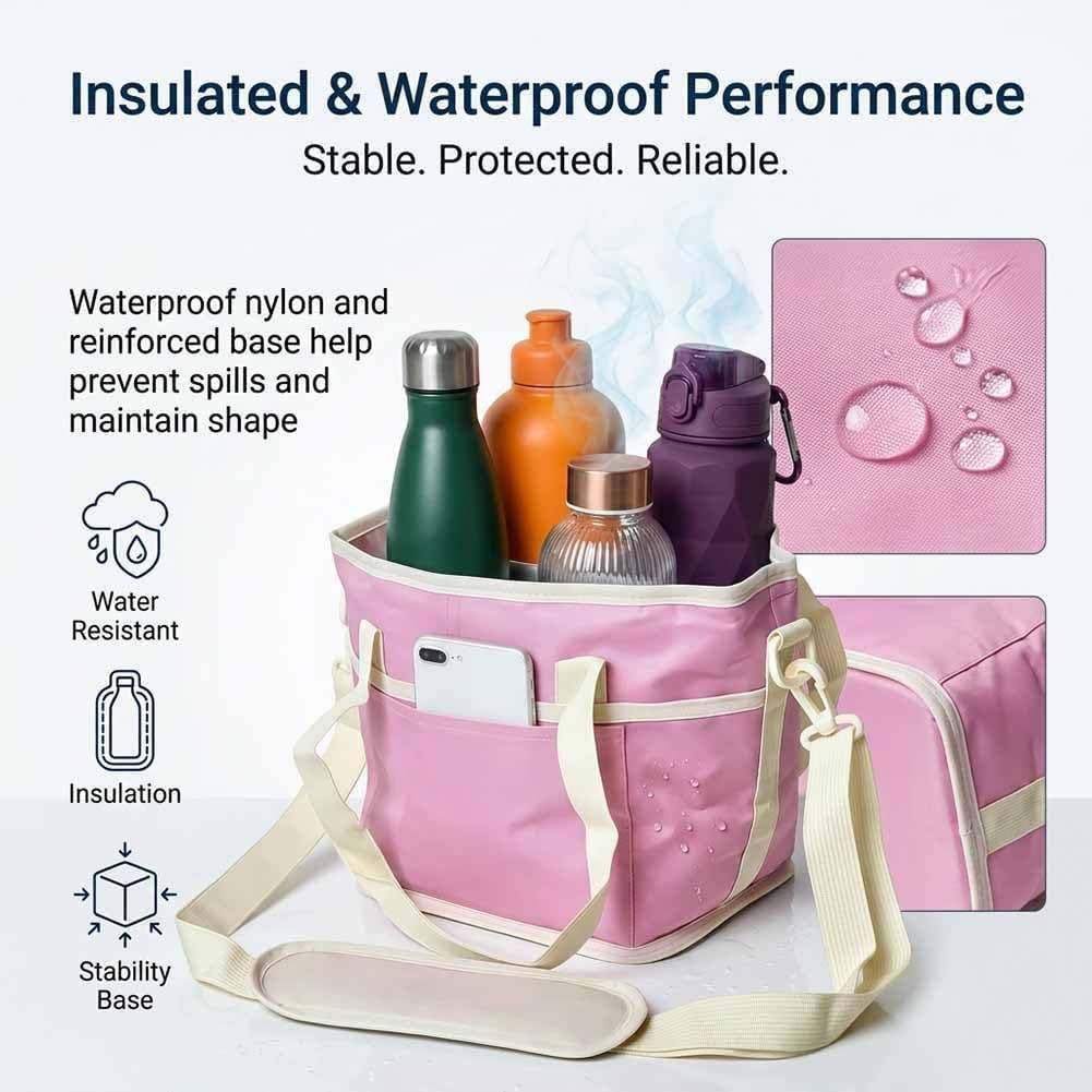 Black and Blue Foldable 4-Zone Car Insulated Drink Carrier Bag Bonus 2 Pack Mutifunctional Headrest Hook Phone Holders, No-Spill Car Cup Holder Organizer and Back Seat Mobile Phone Mount Travel Set for Most Water Bottles