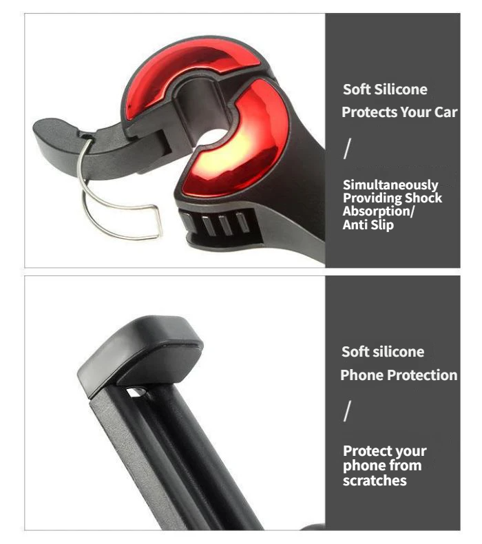 4 Pack Black Car Headrest Hook with Phone Holder for Purses Bags and 4-6.5 Inch Smartphones, Universal 360 Rotation Back Seat Storage Hook and Mobile Stand