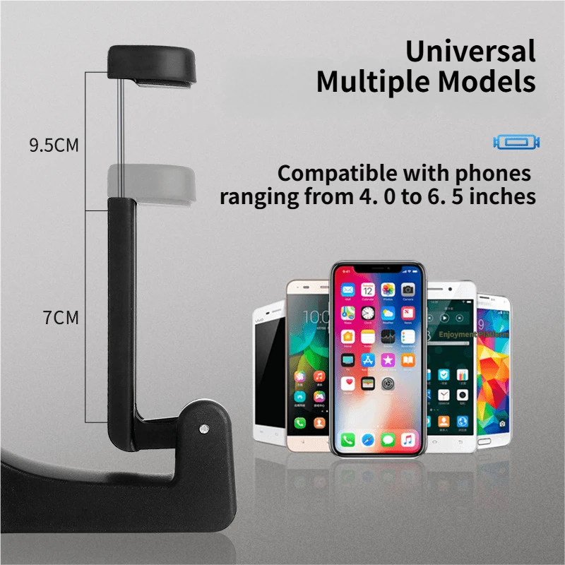 4 Pack Blue Car Headrest Hook with Phone Holder for Purses Bags and 4-6.5 Inch Smartphones, Universal 360 Rotation Back Seat Storage Hook and Mobile Stand