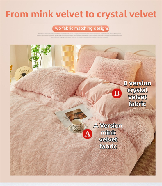 Dark Grey Luxury Thick Plush 4 Piece Bedding Set for 1.5m & 1.8m Beds – Winter Ultra Soft Warm Bedding with Double-Sided Faux Mink Fur & Crystal Velvet, includes 200 x 230CM Quilt Cover, 230 X 250cm Flat Sheet and 2PCS  48 × 74CM Pillowcases