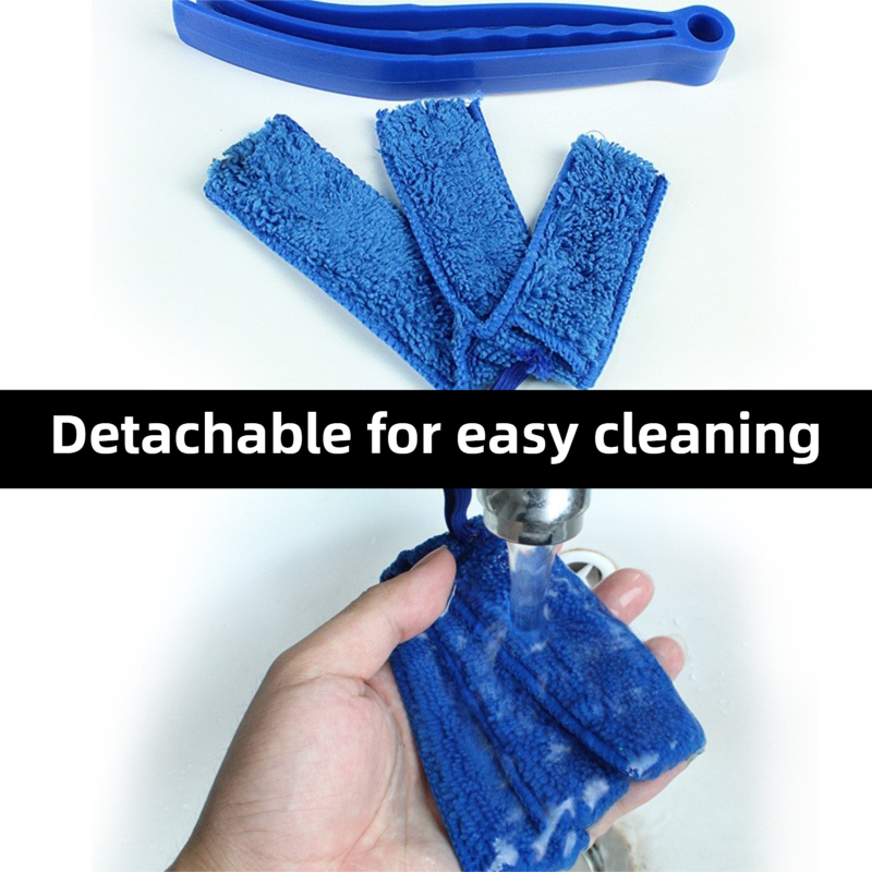 4 Pack Blue Shutter and Car AC Vent Cleaner Brush with Washable Microfiber Cleaning Cloth – Reusable Window Blind Dust Remover for Air Vent, Car AC Vent, Fan & Narrow Gap