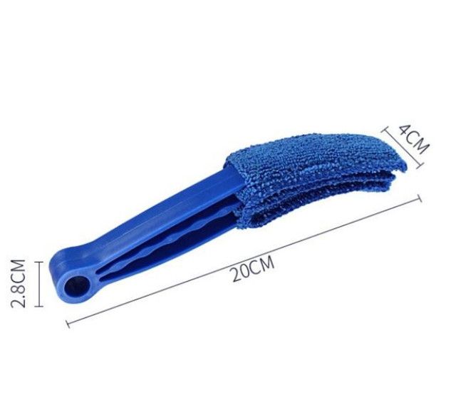 4 Pack Blue Shutter and Car AC Vent Cleaner Brush with Washable Microfiber Cleaning Cloth – Reusable Window Blind Dust Remover for Air Vent, Car AC Vent, Fan & Narrow Gap