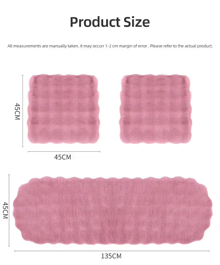 Winter Soft 3D Fluffy Bubble Fleece Car Front Seat Single Pad with Non-Slip Backing, Universal Warm Plush Car Seat Cover 45 x 45cm White