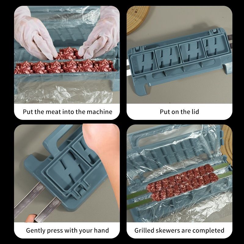 White Portable Folding Kebab Maker and BBQ Skewer Tool - Hygienic Quick Efficient Kebab Preparing for Outdoor BBQ, Camping & Kitchen Cooking