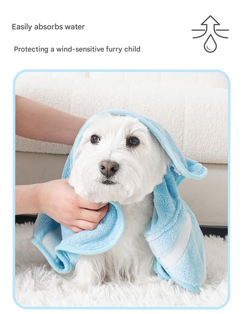 Pink M size Pet Drying Robe with Hood - Quick Dry Coral Fleece Towel for Dogs and Cats, Super Absorbent Bathrobe with Cute Rabbit Ears, Adjustable Fit for All Sizes, Easy to Wear and Machine Washable