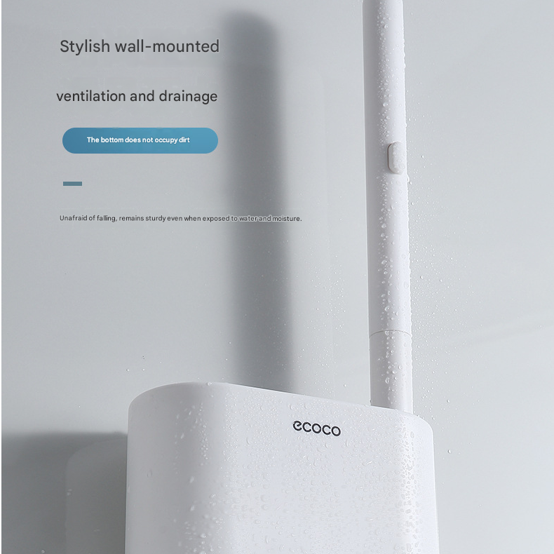 White and Grey Disposable Toilet Brush with Wall Mount Holder set - No Touch Replacement System, 360 Degree Rotating Head with Built-in Cleaning Solution, Space Saving Bathroom Cleaner for Homes