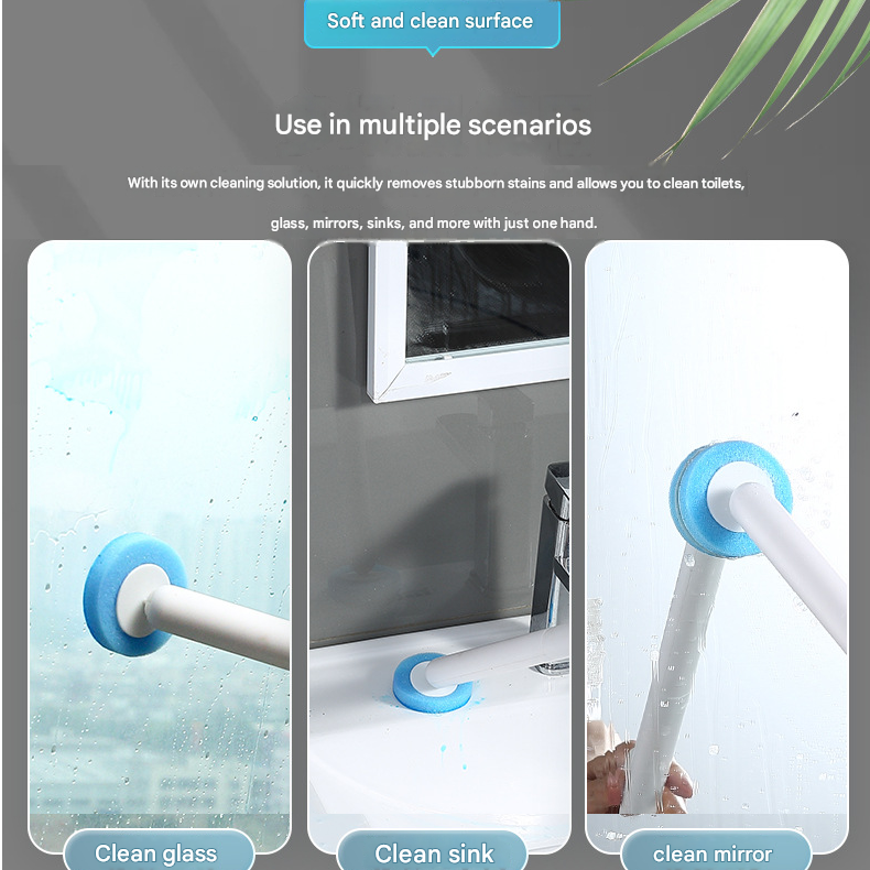 White and Black Disposable Toilet Brush with Wall Mount Holder set - No Touch Replacement System, 360 Degree Rotating Head with Built-in Cleaning Solution, Space Saving Bathroom Cleaner for Homes