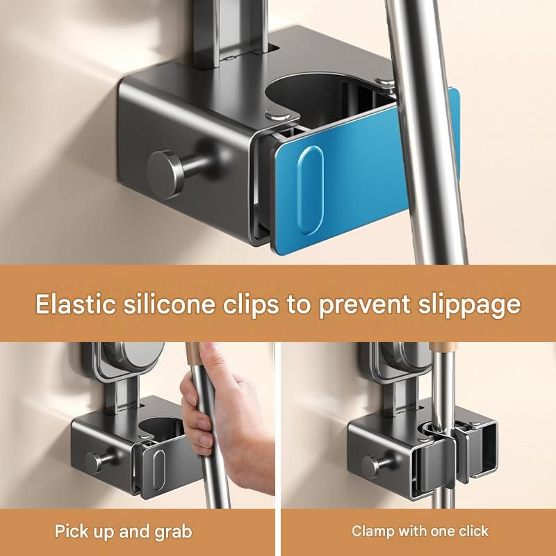 1 pack Milky white Suction Cup Mop and Broom Holder Wall Mount - No Drill Adhesive Hook for Bathroom, Kitchen and Laundry, Strong Hold Reusable Storage Organiser for Cleaning Tools
