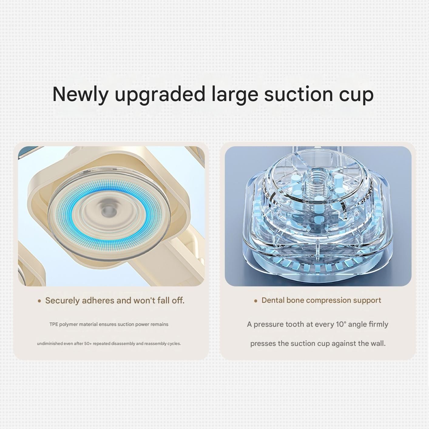 1 pack Milky white Suction Cup Mop and Broom Holder Wall Mount - No Drill Adhesive Hook for Bathroom, Kitchen and Laundry, Strong Hold Reusable Storage Organiser for Cleaning Tools