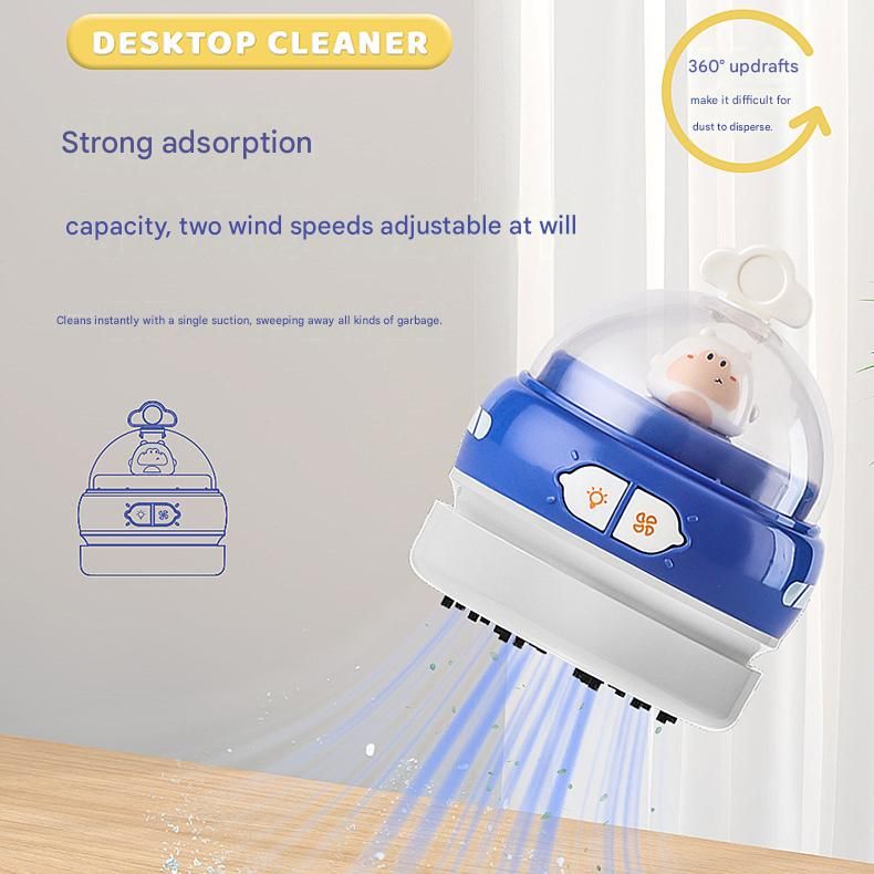 Yellow-Duck Mini Animal Desktop Vacuum Cleaner - USB Rechargeable, Night Light, 2-Speed Suction, Detachable & Washable - Portable Handheld Cleaner for Keyboard, Eraser Shavings, Desk