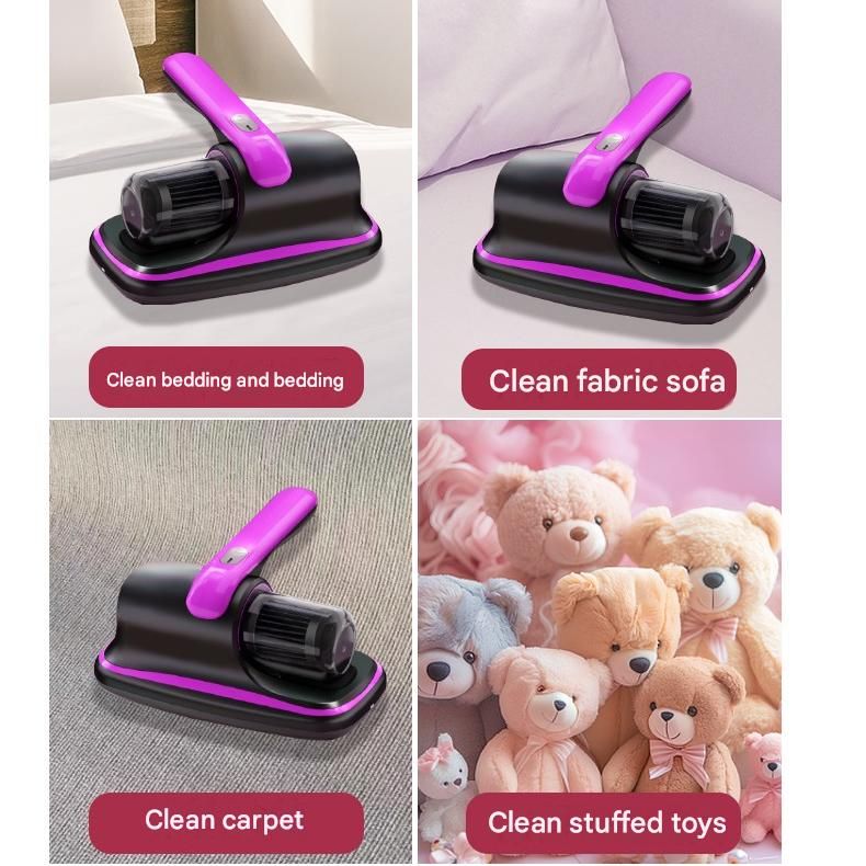 Purple Cordless Handheld Mite Removal Vacuum - UV Sanitising Light, High Suction, Auto Shut-Off Safety - Portable Cleaner for Bed, Sofa & Carpet