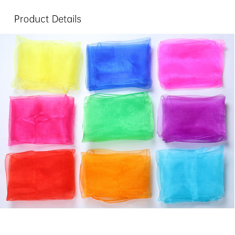 6-piece 60*60 cm(White and Pink and Green and Champagne and Light purple and Light blue) Kids Magic Scarf Set -  Colourful Chiffon Dance Scarves for Performance Play, Lightweight Rainbow Juggling Scarves, Creative Movement and Party Game Props