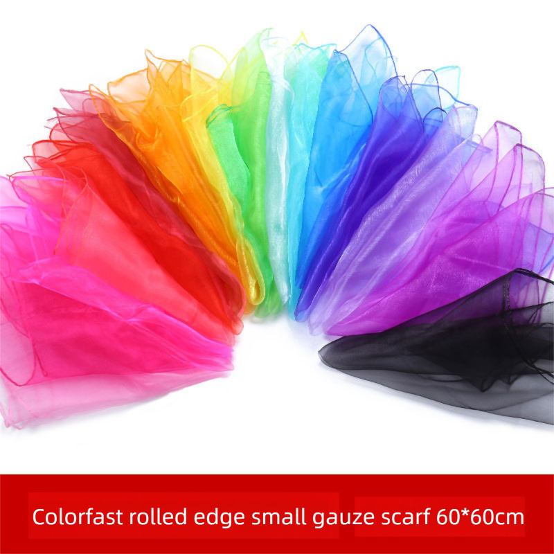 6-piece 60*60 cm(Red and Orange and Yellow and Green and Blue and Purple) Kids Magic Scarf Set -  Colourful Chiffon Dance Scarves for Performance Play, Lightweight Rainbow Juggling Scarves, Creative Movement and Party Game Props