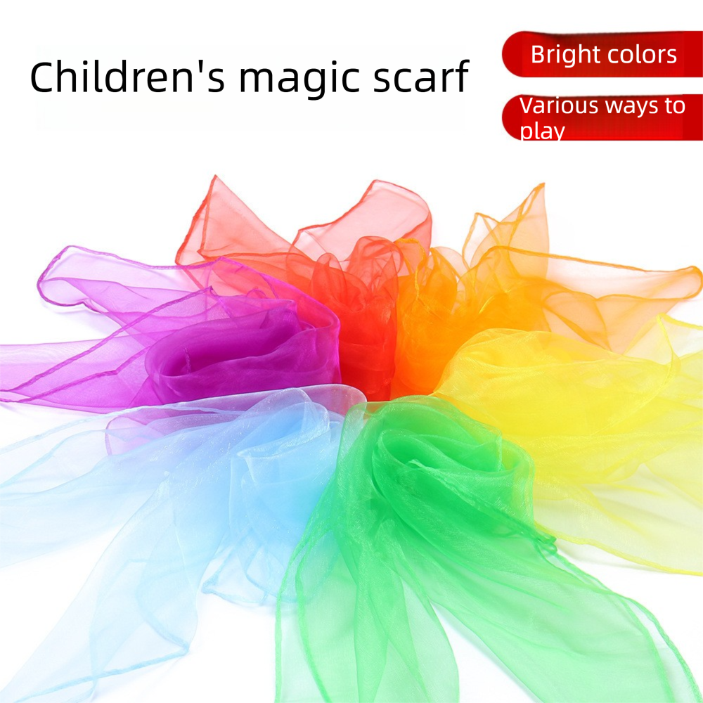 6-piece 60*60 cm(Red and Pink and Yellow and Green and Blue and Purple) Kids Magic Scarf Set -  Colourful Chiffon Dance Scarves for Performance Play, Lightweight Rainbow Juggling Scarves, Creative Movement and Party Game Props