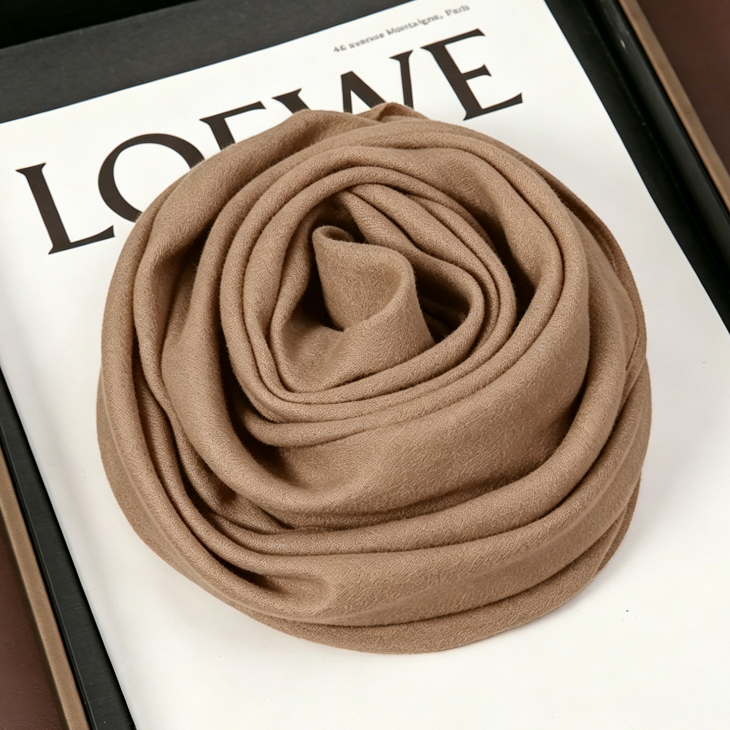 Brown 90 x 90cm Women Solid Colour Square Scarf - Lightweight Polyester Head Scarf and Shawl Wrap, Soft Casual Neck Scarf for Travel, Hair Styling and Everyday Layering