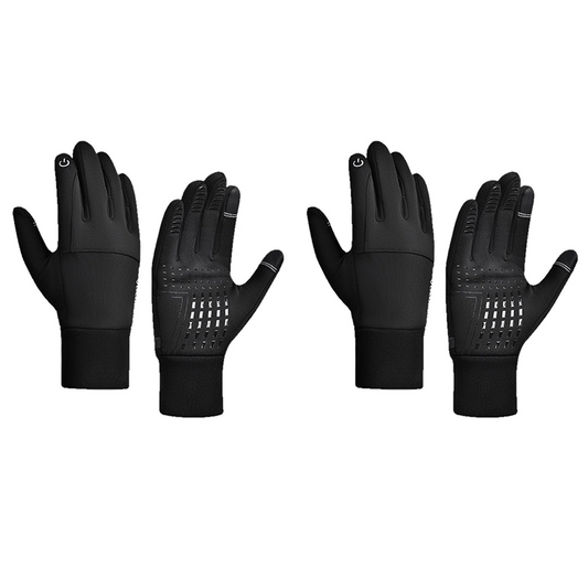 2 Pairs Black M size Winter Cycling Gloves Set - Windproof Thermal Touchscreen Sports Gloves with Water Resistant Design for Cycling, Running, Skiing and Outdoor Activities