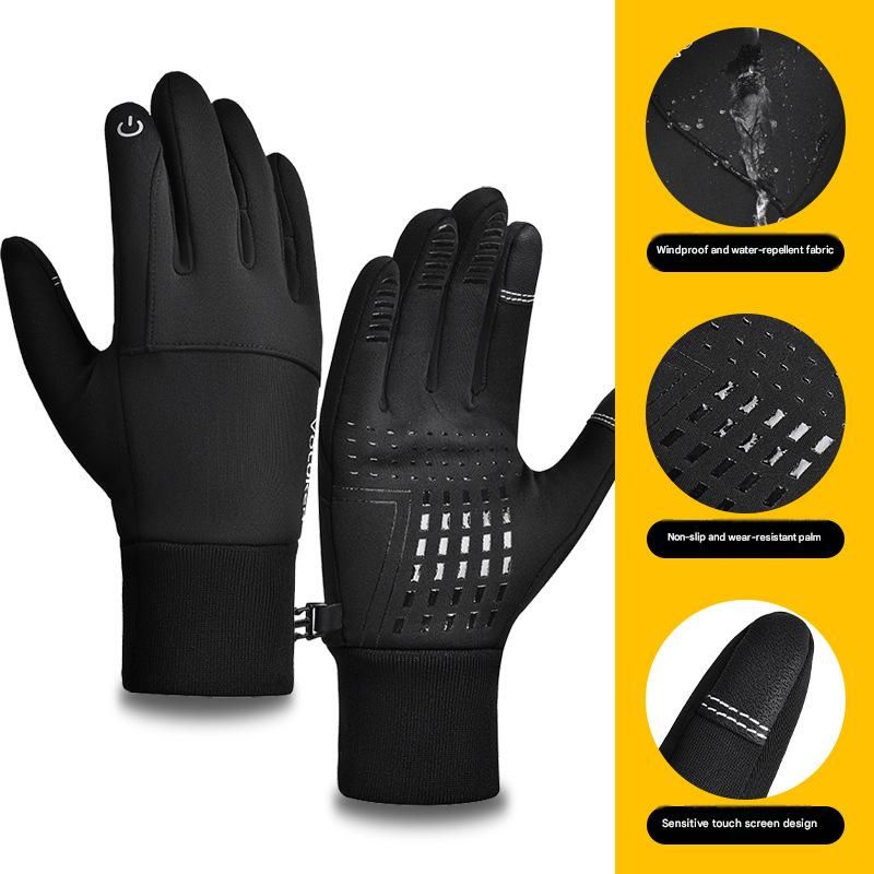 2 Pairs Black M size Winter Cycling Gloves Set - Windproof Thermal Touchscreen Sports Gloves with Water Resistant Design for Cycling, Running, Skiing and Outdoor Activities