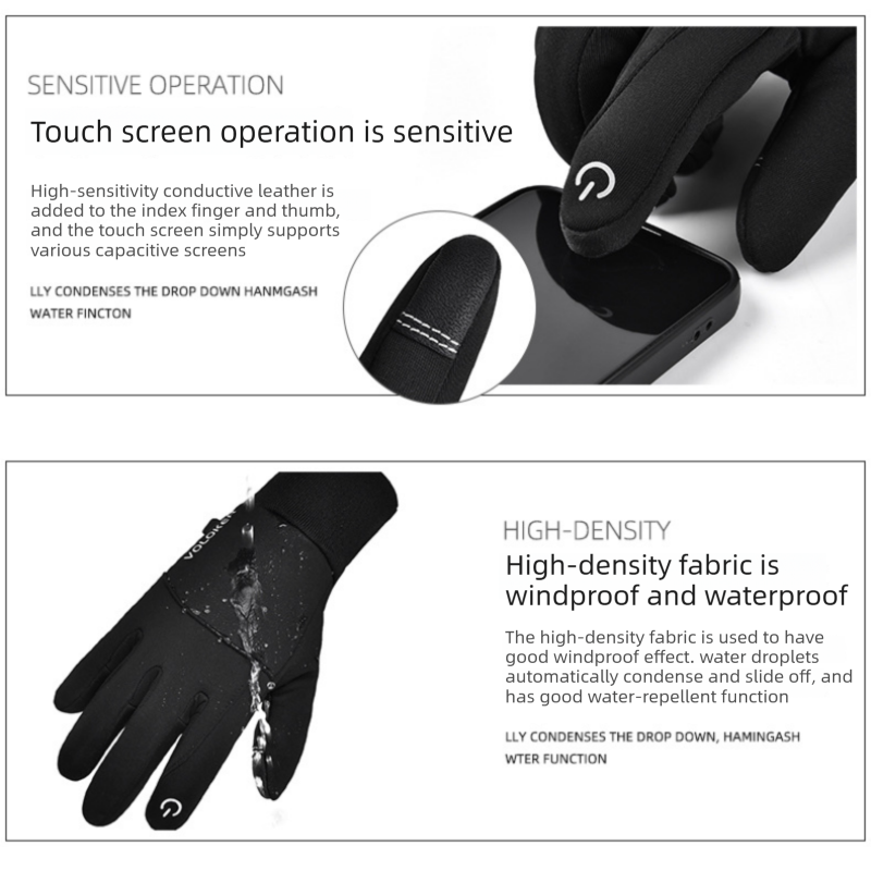 2 Pairs Black M size Winter Cycling Gloves Set - Windproof Thermal Touchscreen Sports Gloves with Water Resistant Design for Cycling, Running, Skiing and Outdoor Activities