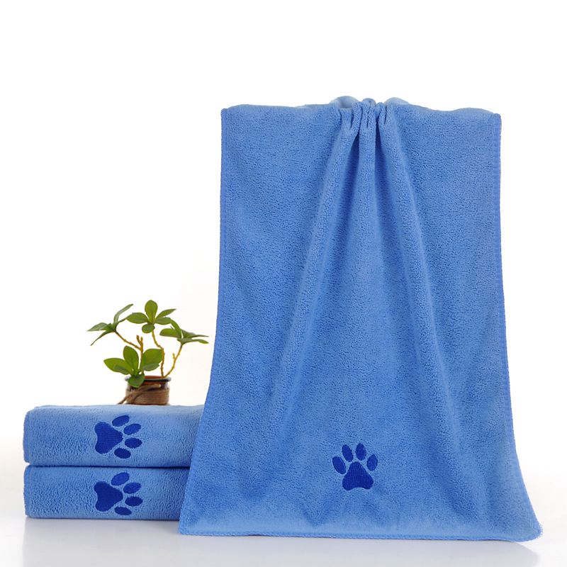 Blue 50*100cm Pet Drying absorbent Towel for Dogs and Cats - Quick Dry Super Absorbent Microfiber Bath Towel with Paw Print Design - Large Size Grooming Towel for Pets