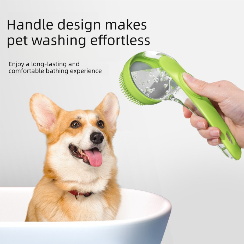2-Piece Pet Cleaning Set - Blue Silicone Bath Brush with Liquid Dispenser and Brown 40*80cm  Microfiber Drying Towel, Cleaning Leak-Proof Massage Scrubber for Dogs and Cats