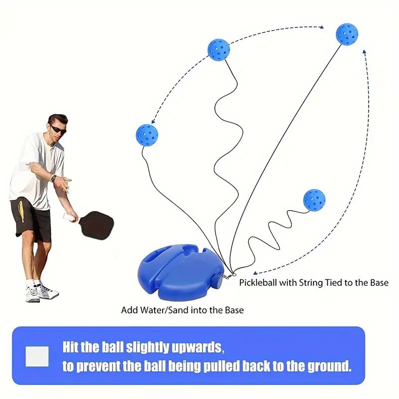 Pickleball Trainer Rebound Practice Set with Orange Tethered Ball and Blue Fillable Base -Solo Training Aid for Beginners and Advanced Players Solo Practice and Skill Development