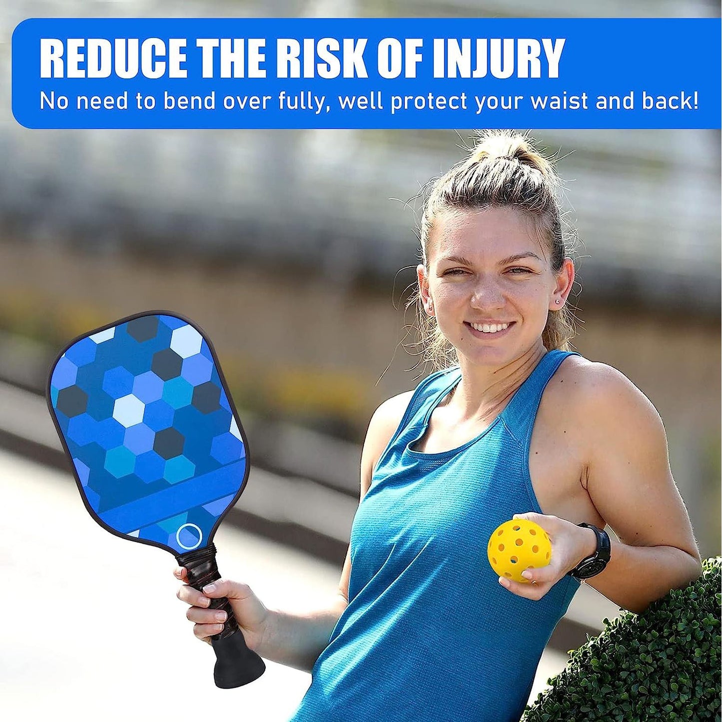 Blue Silicone Pickleball Ball Retriever Attachment for Paddle Handle Easy Ball Pickup Training Accessory  No Bend Training Aid for Players