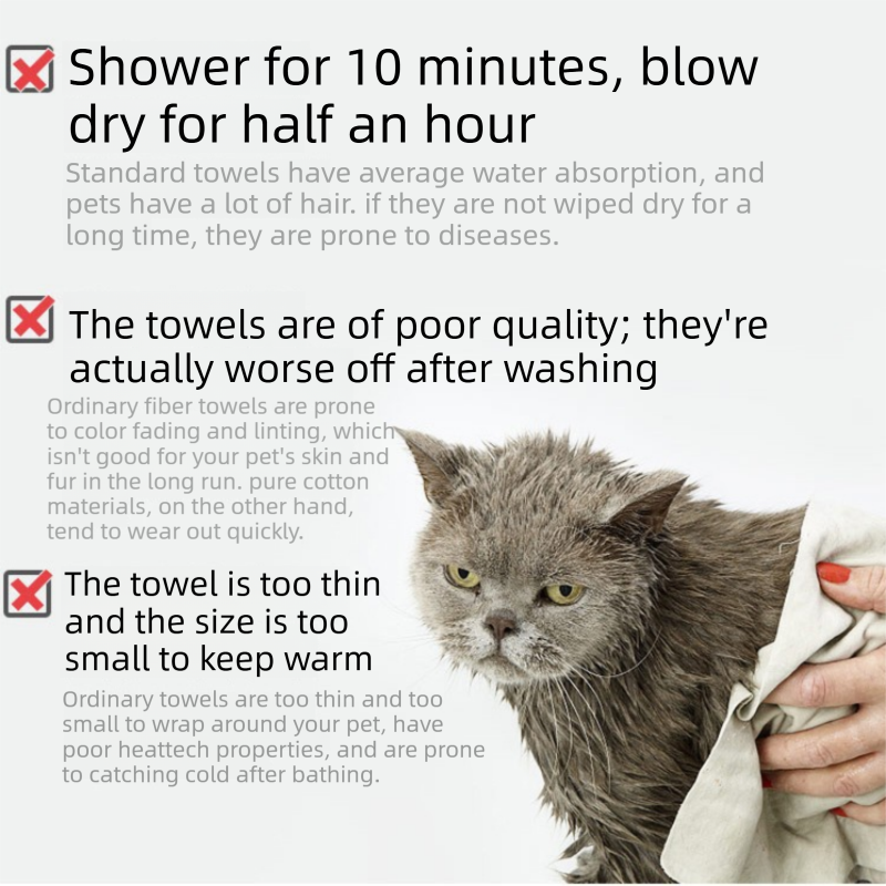 Yellow and Grey 30*30cm Pet  Bath Towel- Thickened Coral Fleece Super Absorbent Quick Dry Bath Towel for Dogs and Cats, Non Shedding Grooming Wrap
